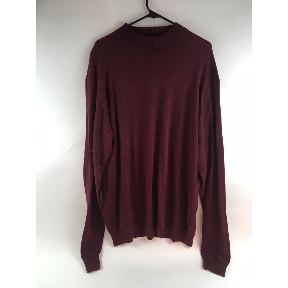 DAMON Sweater Men's Size XLT Maroon Crew Neck Long Sleeve  Pullover Ribbed Edges